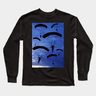 Parachuter's enjoying time in the blue sky as a group Long Sleeve T-Shirt